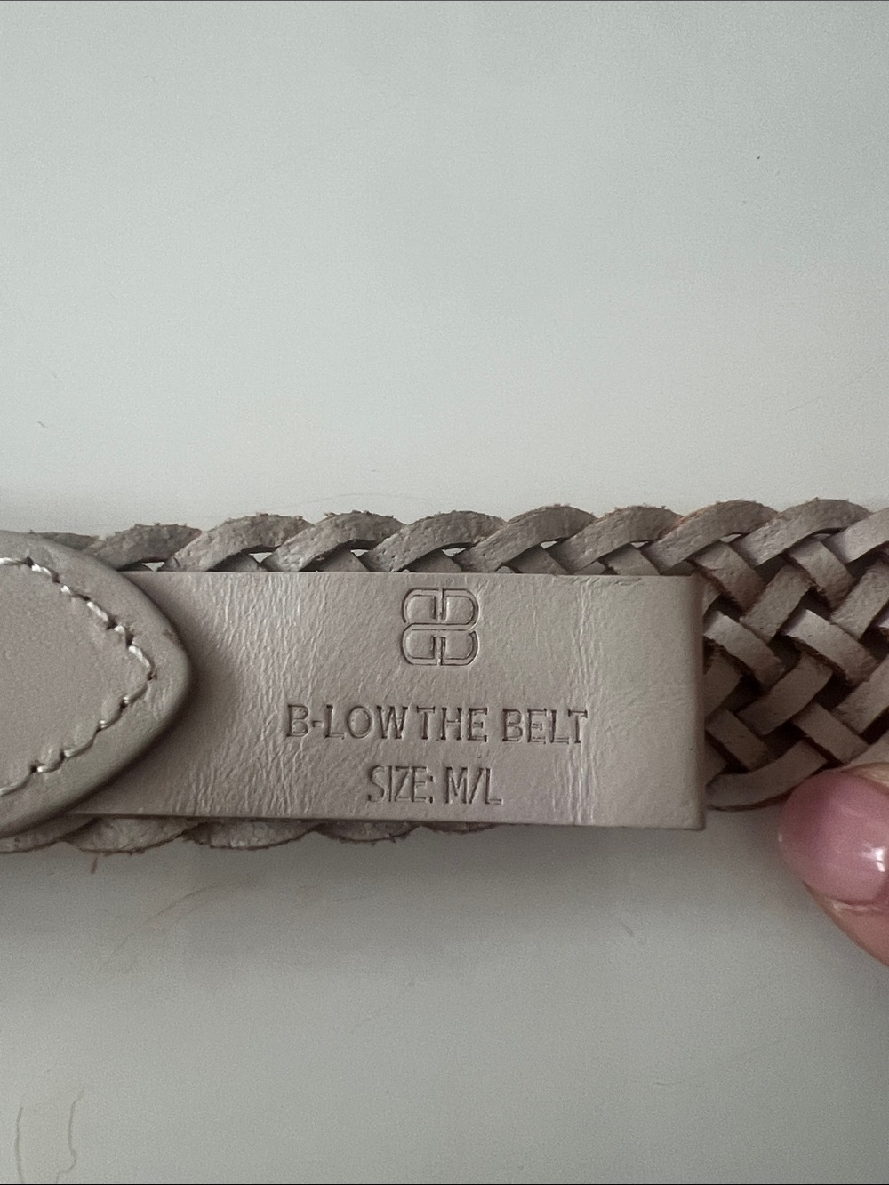 B-Low the Belt Nash Woven Leather Belt in Light Taupe with Gunmetal Buckle - Picture 4 of 4